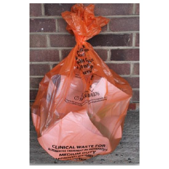 Clinical Orange Sacks Medium Duty 15" X 28" X 39" 90l Case 200