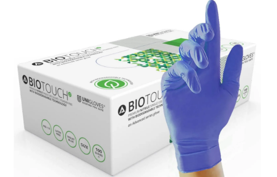 Biotouch Biodegradable Blue Nitrile Glove Powder Free Small (100)