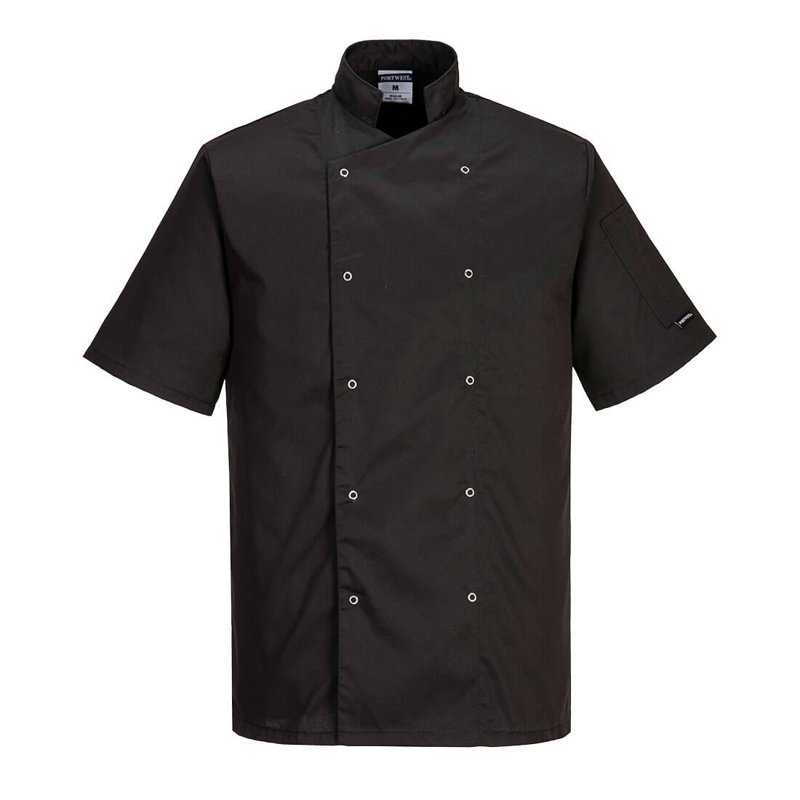 CUMBRIA CHEF'S SHORT SLEEVE JACKET BLACK SIZE XSMALL