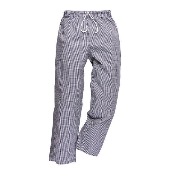 Bromley Chefs Trousers Blue/White Check Size Medium