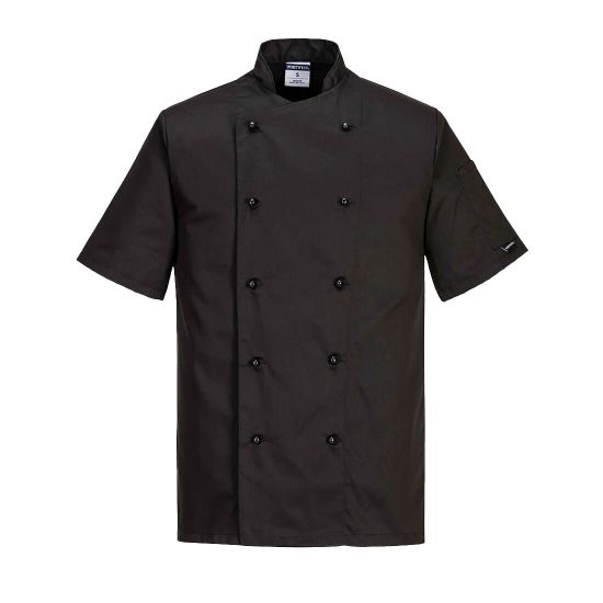 Kent Chefs Black Short Sleeve Jacket Large
