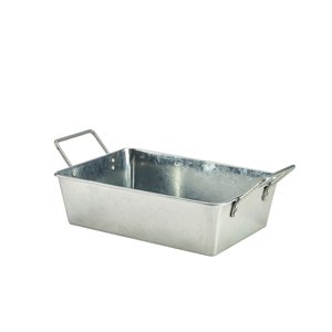 GALVANISED STEEL RECTANGULAR SERVING BUCKET 24 X 16.7 X 7CM (6)