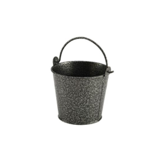 Galvanised Steel Hammered Serving Bucket 10cm Dia Silver (12)