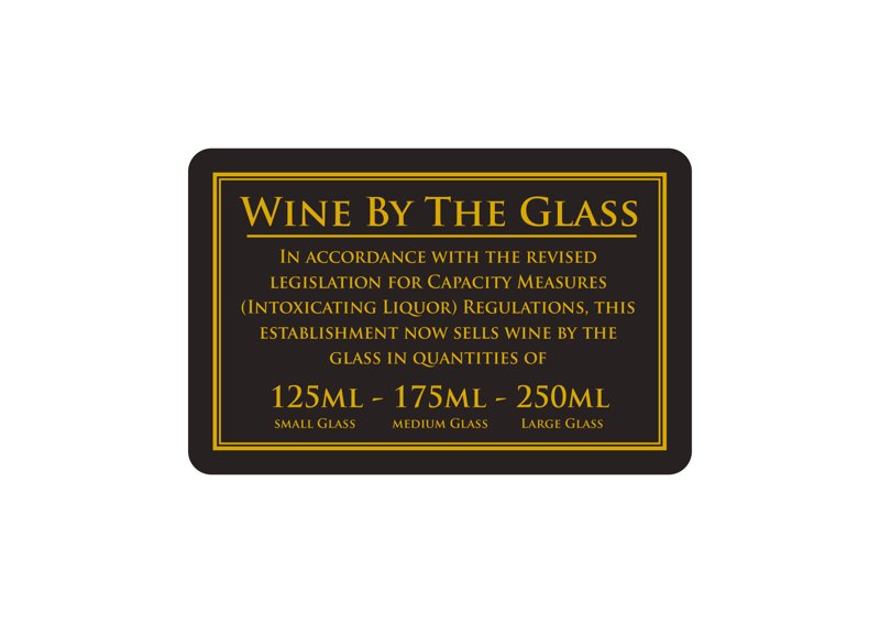 WINE BY THE GLASS 125-175-250ML 110 X 170MM RIGID BLACK/GOLD