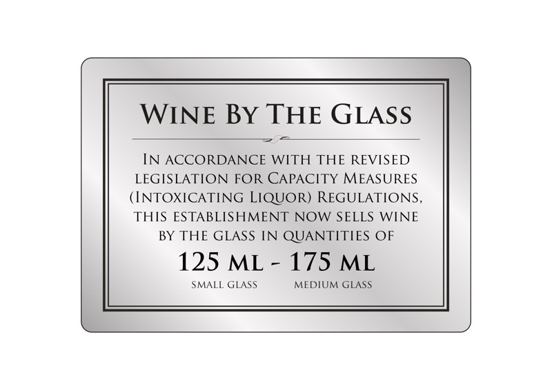 WINE BY THE GLASS 125-175ML 210 X 148MM BRUSHED SILVER
