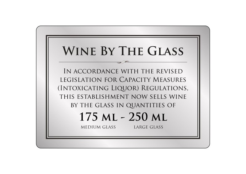 WINE BY THE GLASS 175-250ML 210 X 148MM BRUSHED SILVER