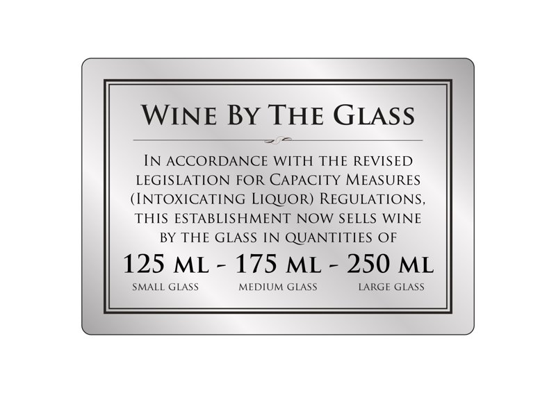 WINE BY THE GLASS 125-175-250ML 210 X 148MM BRUSHED SILVER