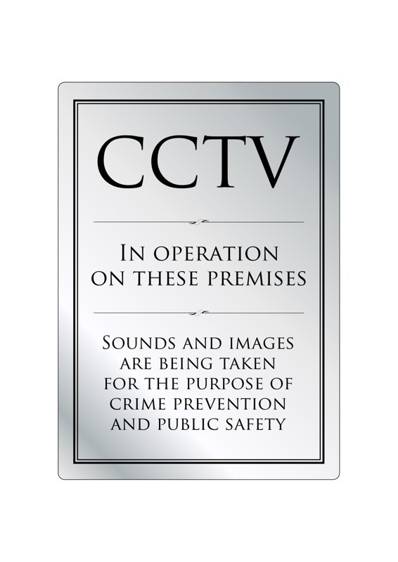 CCTV IN OPERATION SIGN 210X297MM BRUSHED SILVER