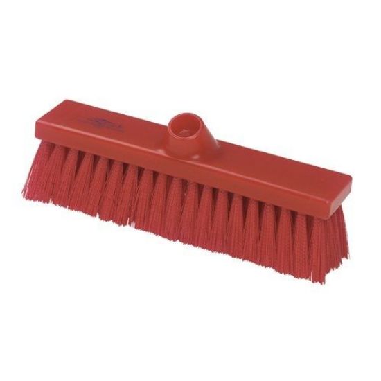 Premier Hygiene Flat Sweeping Broom Stiff 280mm Red