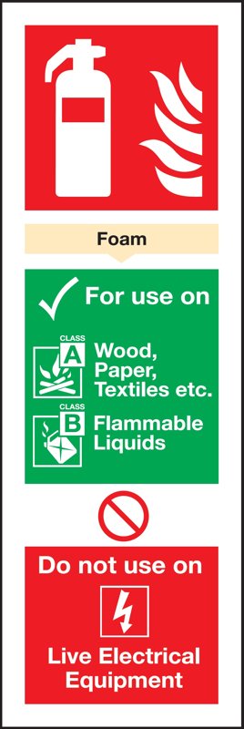 Foam 300x100 Fire Extinguisher Sign Rigid