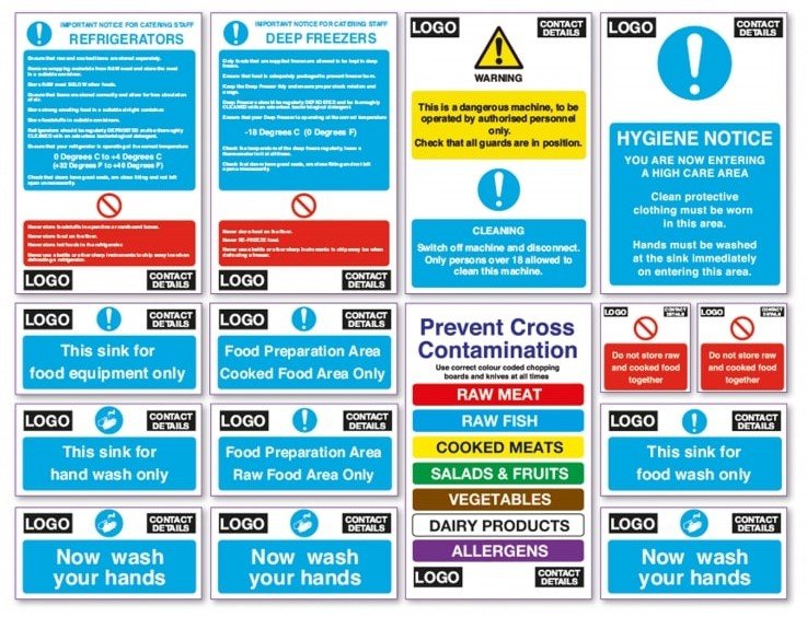 JANGRO BRANDED CATERING HEALTH AND SAFETY SIGN ESSENTIALS PACK (15 SIGNS)