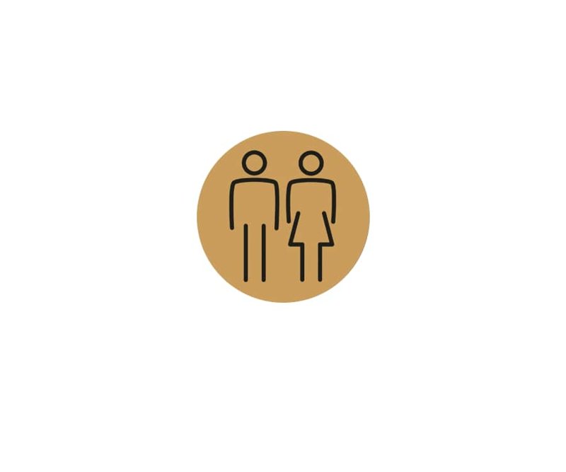 LADIES & GENTS TOILET SYMBOL 150mm GOLD