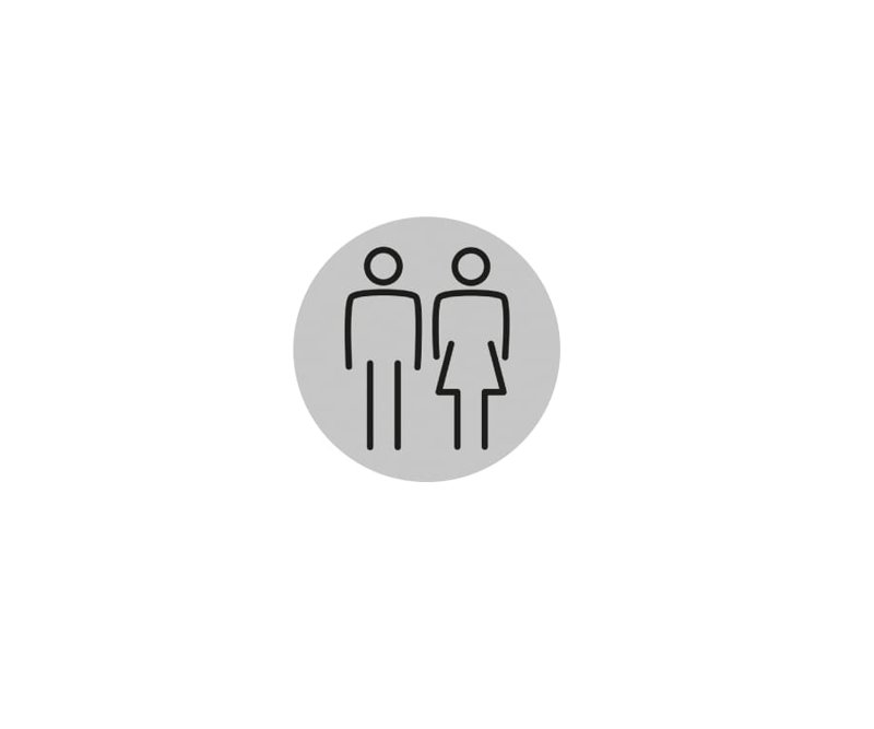 LADIES & GENTS TOILET SYMBOL 150mm SILVER