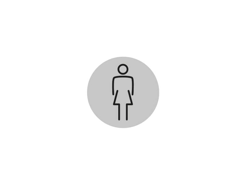 LADIES TOILET SYMBOL 150mm SILVER