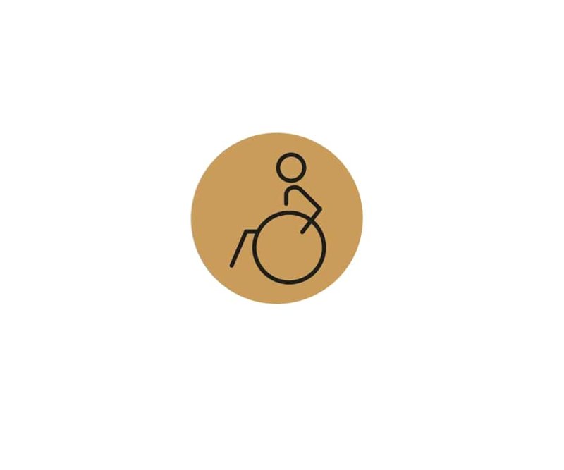 DISABLED TOILET SYMBOL (LEFT) 150mm GOLD