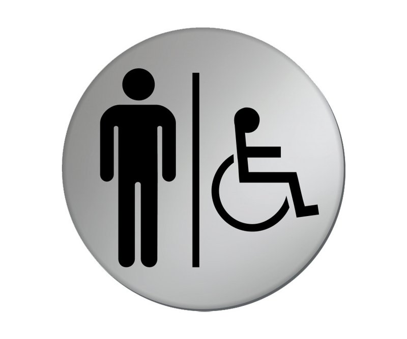 DISABLED TOILETS SYMBOL 75mm SILVER