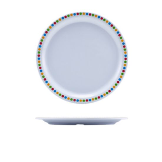 Genware Melamine 9 Plate - Coloured Circles (12)