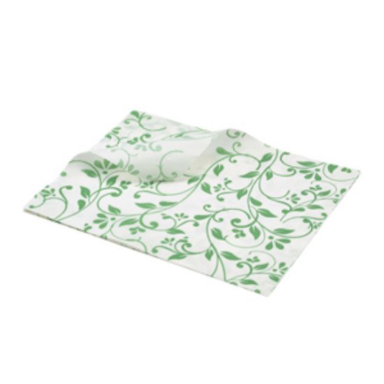 Greaseproof Paper Green Floral Print 25 X 20cm (1000)