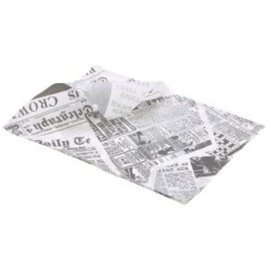 Greaseproof Paper White Newspaper Print 25 X 35cm (1000)