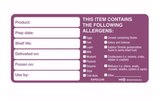50x100mm Removable Product/Allergen Label (500)