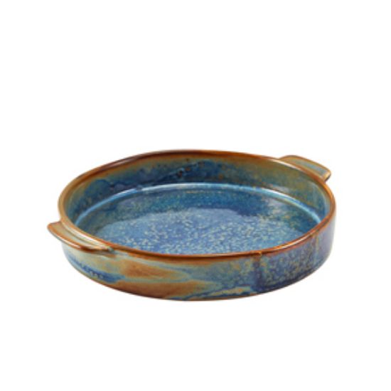 Terra Porcelain Aqua Blue Round Eared Dish 20.3cm (6)