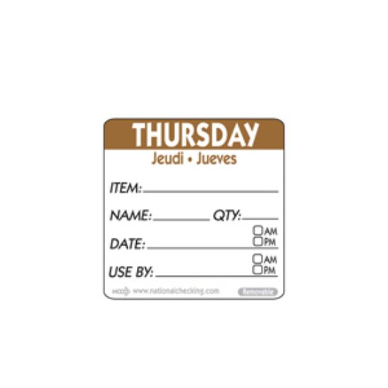 50mm Thursday Removable Day Label (500)