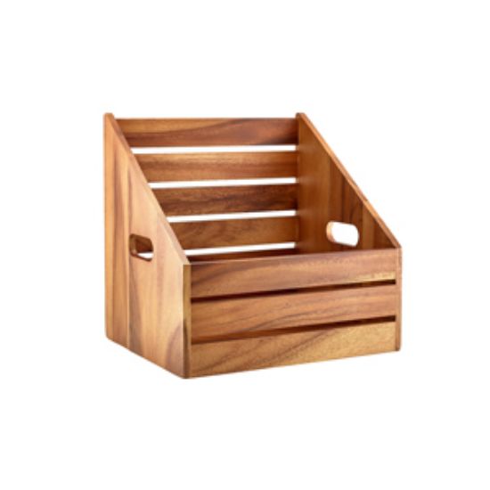 Genware Acacia Wood Angled Crate GN 1/2