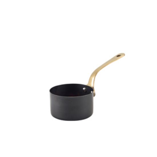 Genware Black Vintage Steel Mini Sauce Pan 7.8 X 4.5cm (6)