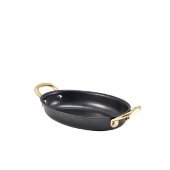 Genware Black Vintage Steel Oval Dish 16.5 X 12.5cm (6)