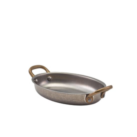 Genware Vintage Steel Oval Dish 16.5 X 12.5cm (6)