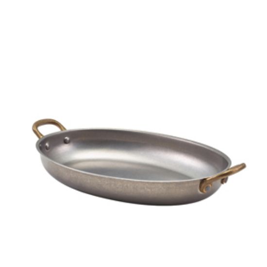 Genware Vintage Steel Oval Dish 24.5 X 17.5cm (6)