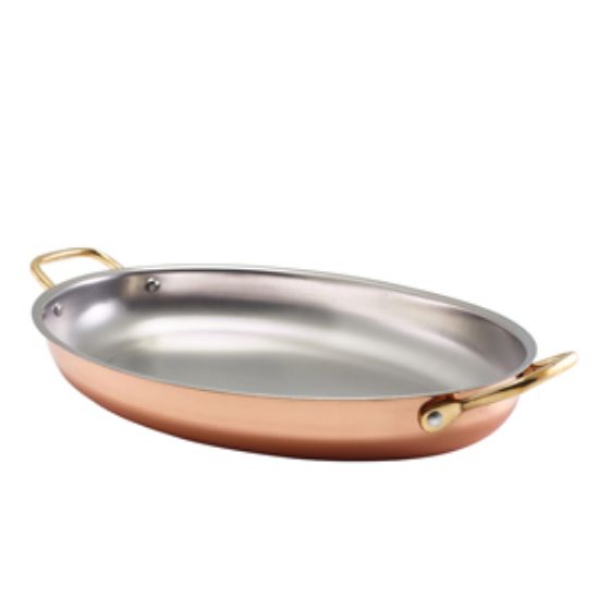 Genware Copper Plated Oval Dish 34 X 23cm (3)