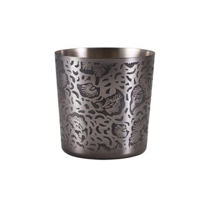 Genware Black Floral Stainless Steel Serving Cup 8.5 X 8.5cm (12)