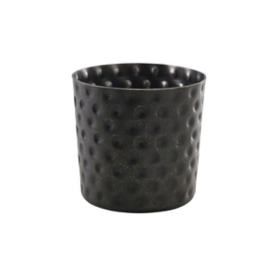 Genware Black Vintage Steel Hammered Serving Cup 8.5 X 8.5cm (12)