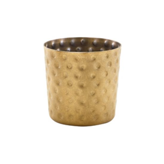Genware Gold Vintage Steel Hammered Serving Cup 8.5 X 8.5cm (12)