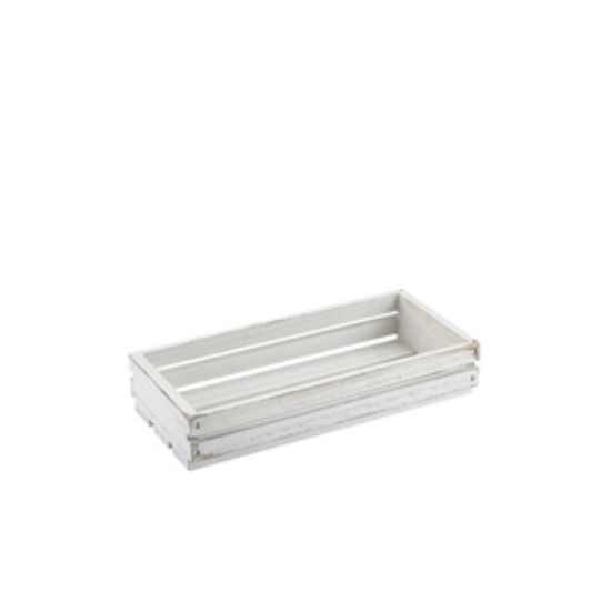 Genware White Wash Wooden Crate 25 X 12 X 5cm
