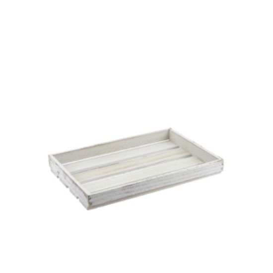 Genware White Wash Wooden Crate 35 X 23 X 4cm