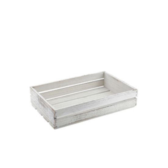 Genware White Wash Wooden Crate 35 X 23 X 8cm