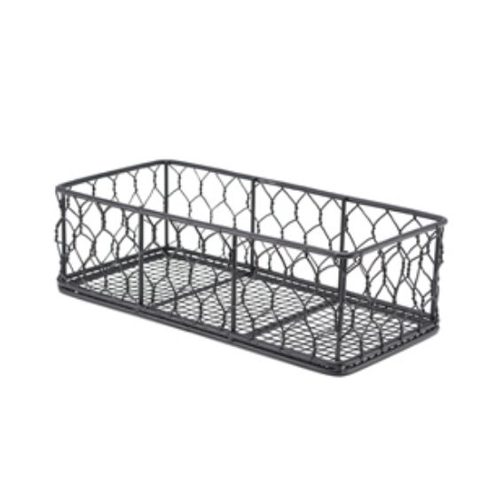 Genware Rectangular Black Wire Basket 25 X 12 X 7.5cm (6)
