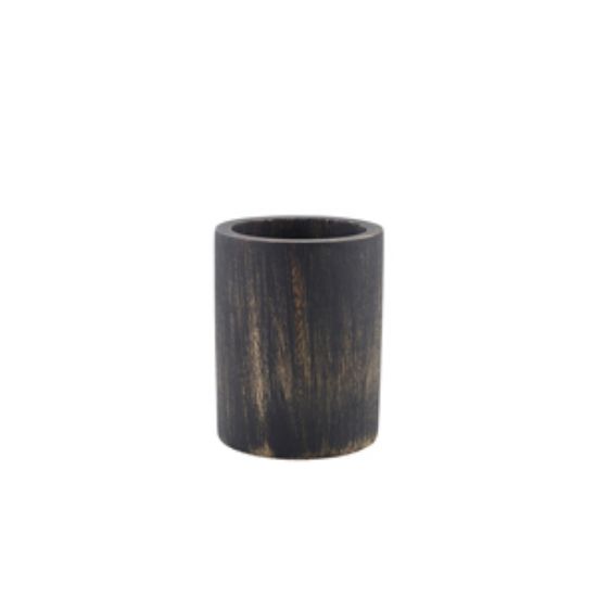 Genware Black Wash Acacia Wood Cutlery Cylinder