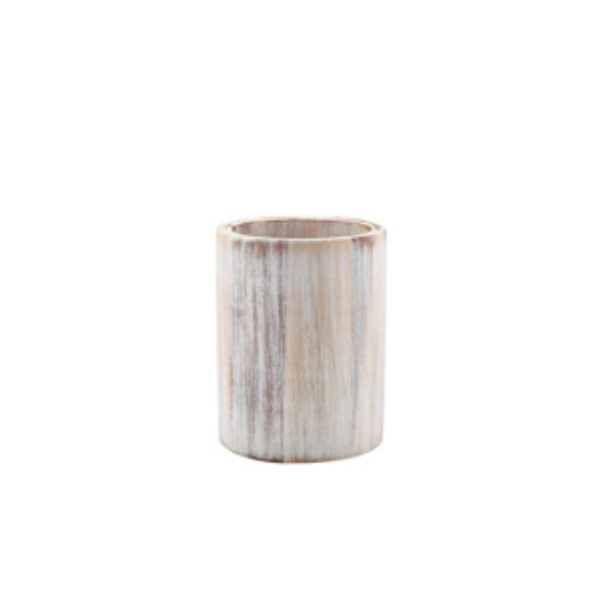 Genware White Wash Acacia Wood Cutlery Cylinder