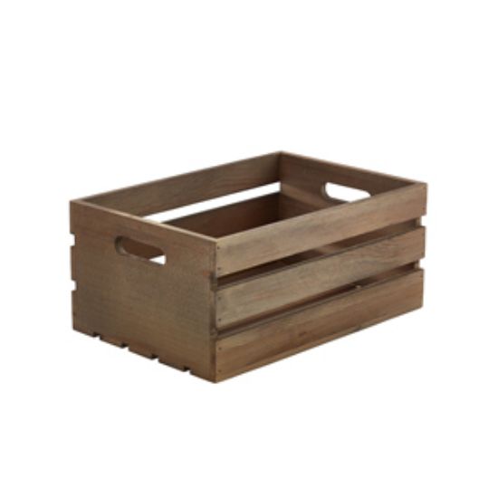 Genware Dark Rustic Wooden Crate 34 X 23 X 15cm