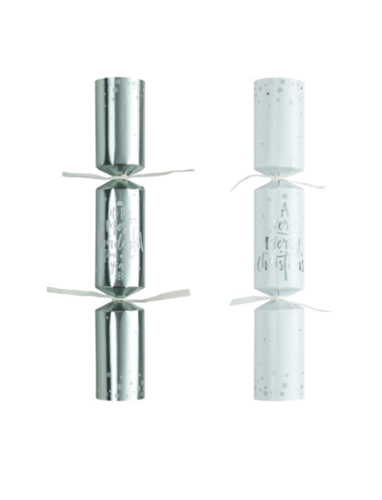 2024 Silver And White Script 11" Christmas Cracker Recyclable (50)