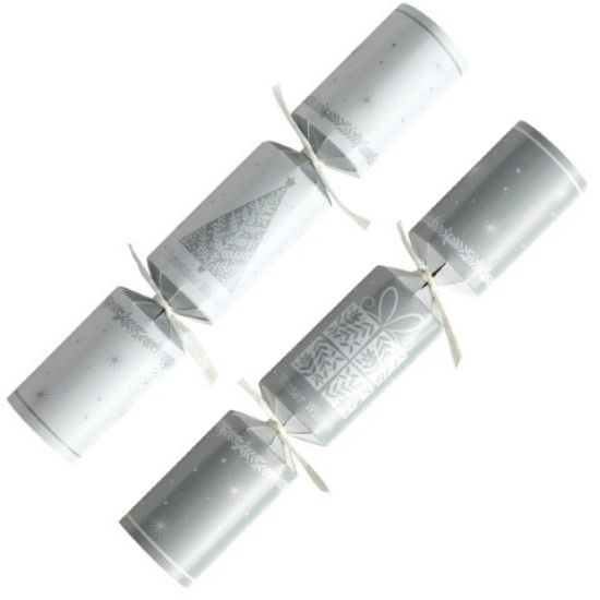 2024 White And Silver Tree 10" Christmas Cracker Recyclable (100)