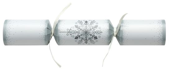 2024 Silver And White Snowflake 12" Christmas Cracker Recyclable (50)