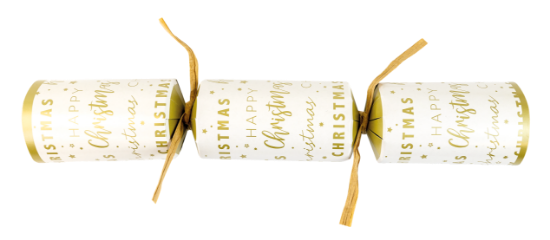 2025 Cream And Gold Script 10" Christmas Cracker Recyclable (Case Of 100)
