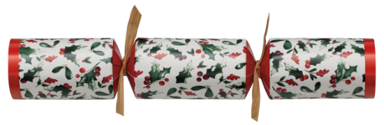 2024 Red And White Traditional Holly 10" Christmas Cracker Recyclable (100)