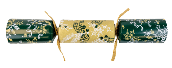 2025 Green And Kraft Foilage 12" Christmas Cracker Recyclable (Case Of 50)