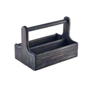 Table Caddy Acacia Wood Black Wash 25x15.3x17.9cm *p