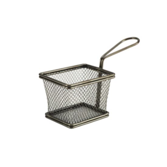 Black Serving Fry Basket Rectangular 10 X 8 X 7.5cm (6)